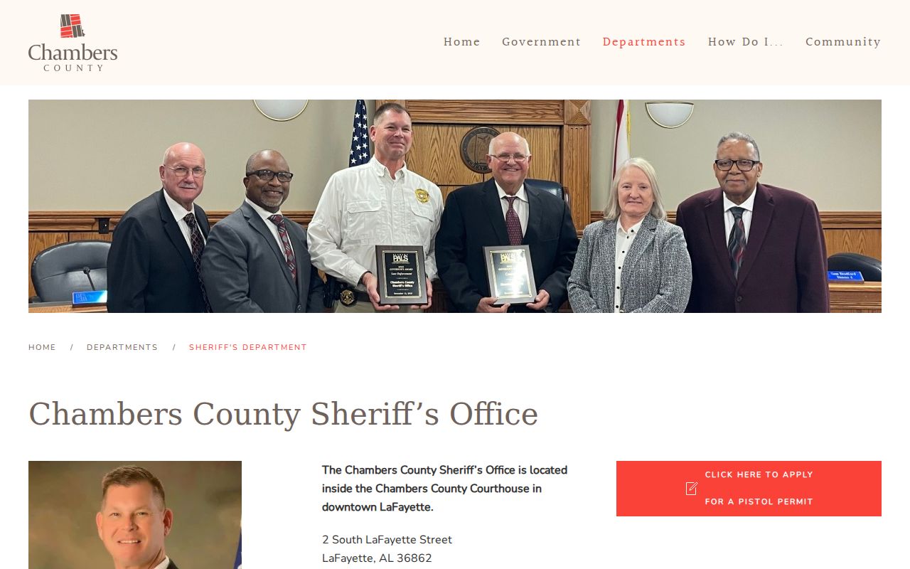 Chambers County arrest records Sheriff's Office page