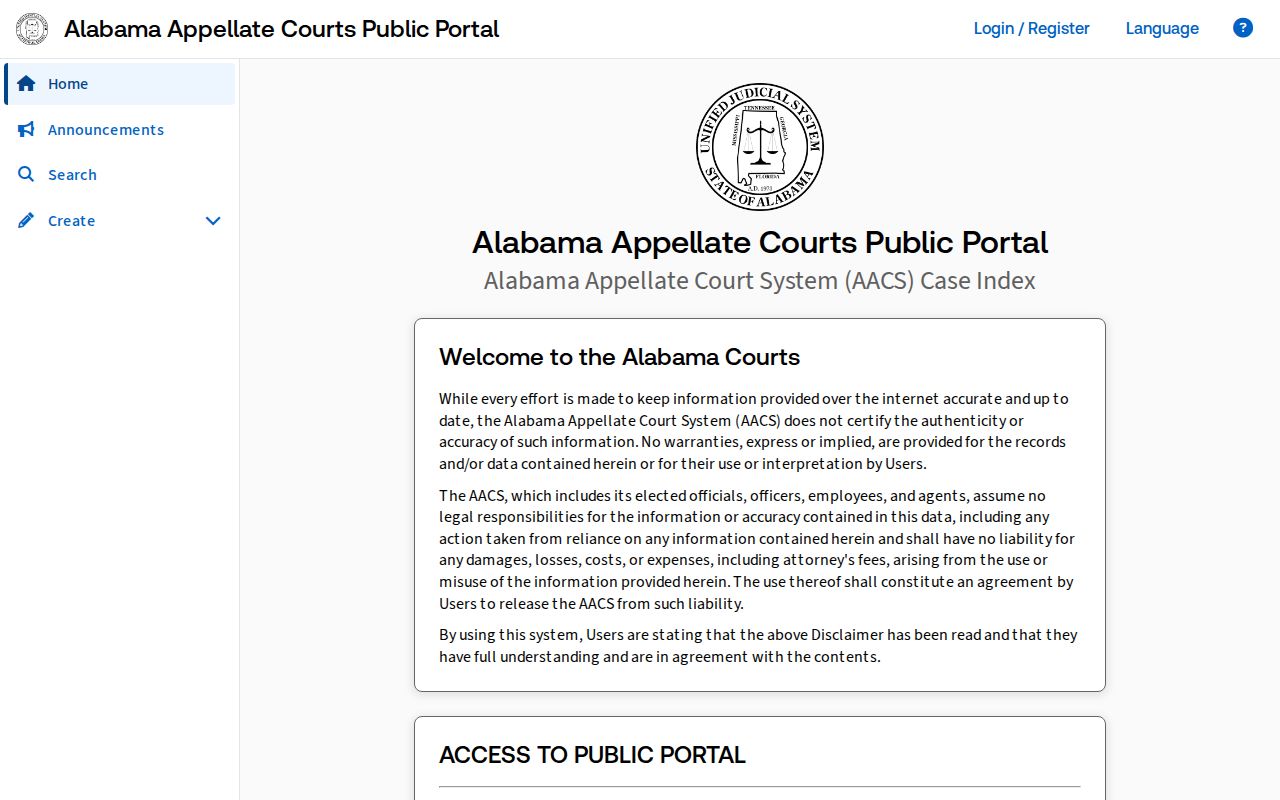 Alabama appellate courts public portal