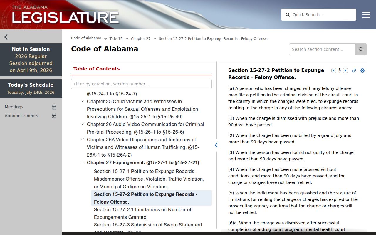 Chambers County criminal court records felony expungement statute
