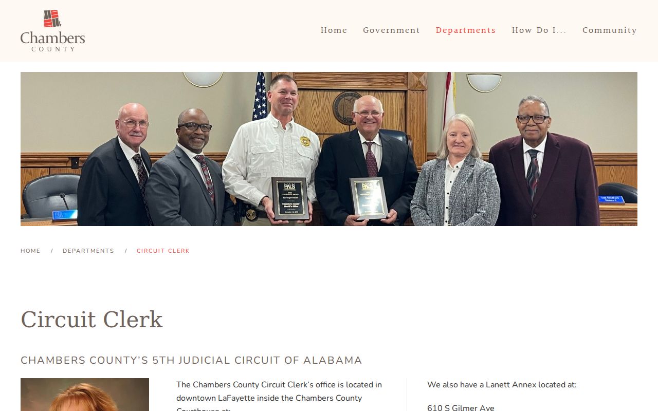 Chambers County court records Circuit Clerk page