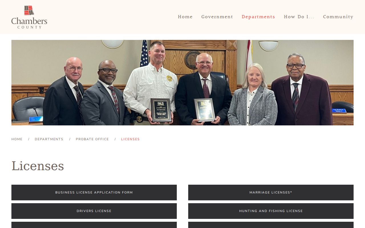 Chambers County marriage records Probate licenses page