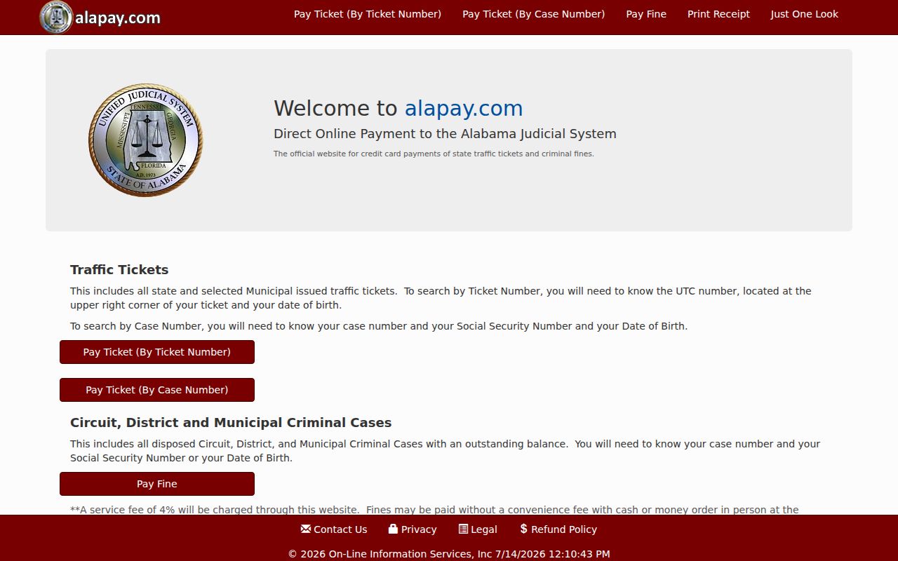Chambers County traffic court records AlaPay payment portal