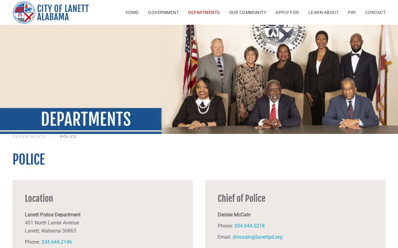 Chambers County warrant search Lanett Police Department page